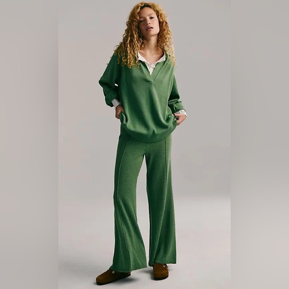 Free People Olive Green Wide Leg Pants